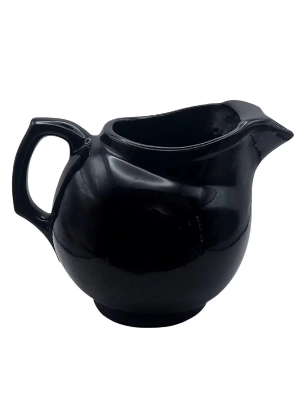 Beauceware Pottery Tilted Black Ball Pitcher Canada Vintage MCM Farmhouse